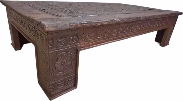 Comodino Wanderlust Deco in legno marrone con design geometrico ed etnico L: 148 cm, H: 88 cm, P: 37 cm
