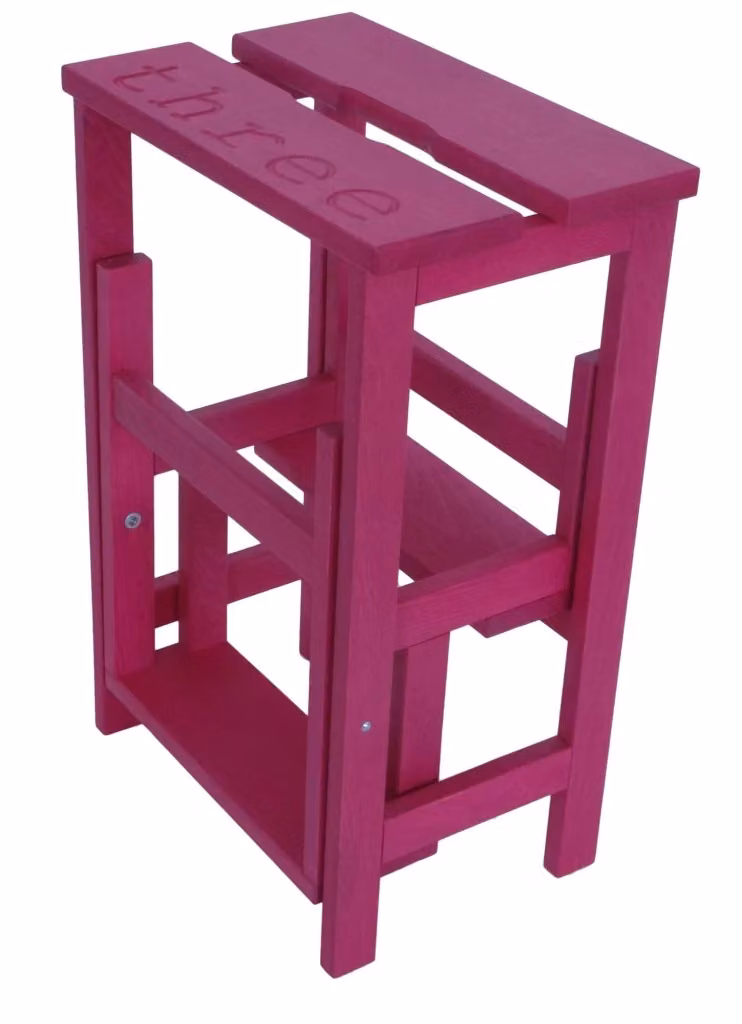 Sgabello Scaletta GIORDANOSHOP in Legno di Faggio Rosa L/P/H: 60 x 40 x 46 cm – 2