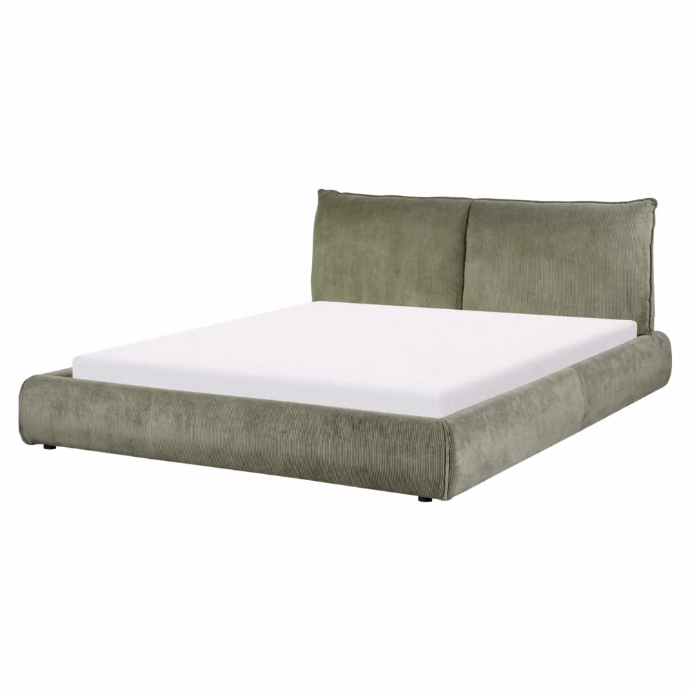Letto matrimoniale Beliani imbottito in velluto a coste verde con rete a doghe L/P/H: 160 x 200 cm – 2