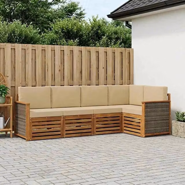 Set di divani da esterno 4 pz Naturale 3384349