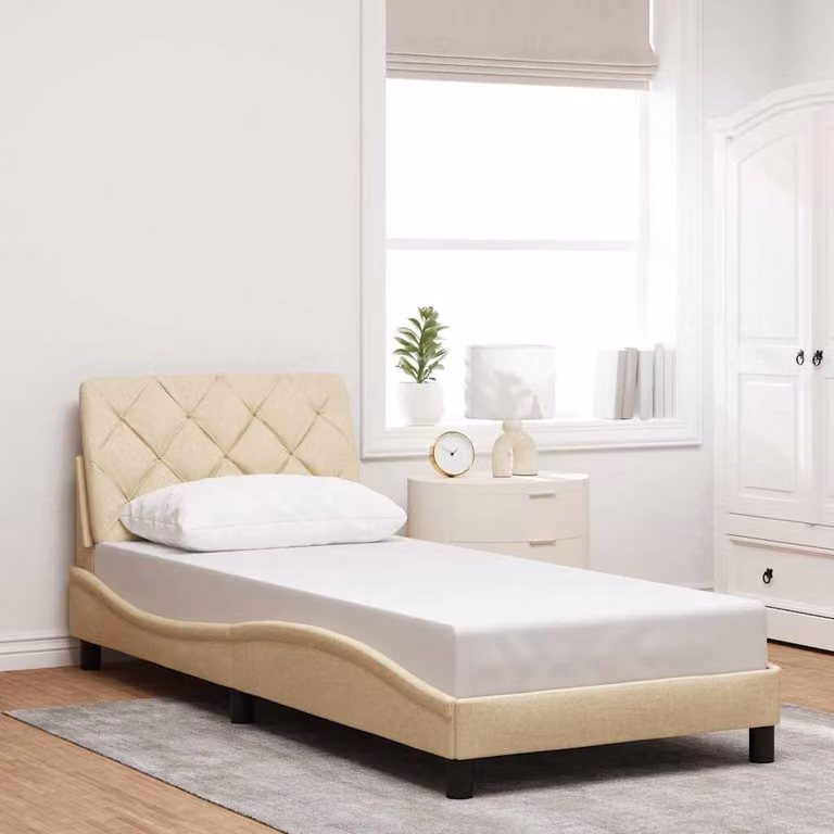 Giroletto vidaXL senza materasso in tessuto beige L 90 cm x P 200 cm