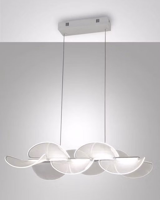 Fabas Sylvie Lampada a Sospensione LED 30W Bianco in Metallo e Plastica, Design Minimalista, 4000 Lumen, Luce Calda 3000K, Dimmerabile e Altezza Regolabile
