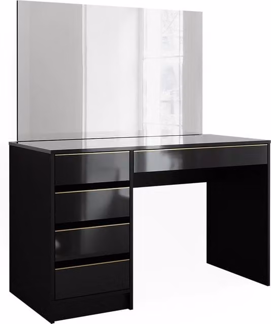 Tavolo da toilette Sherry Nero/Oro 120 cm con specchio Vicco