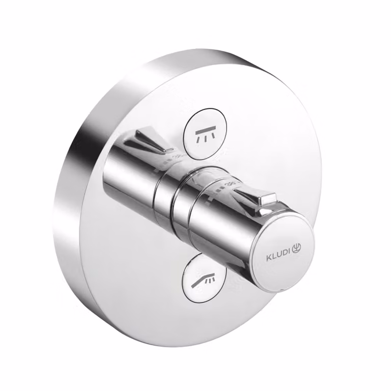 KLUDI PUSH Mitigeur thermostatique encastré, de deux consommateurs, rosace ronde, chrome, 389120538, 389120538