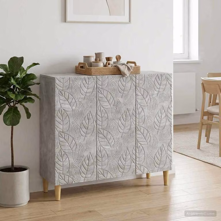 Credenza vidaXL in legno ingegnerizzato grigio cemento L 89 x P 34,5 x H 80 cm