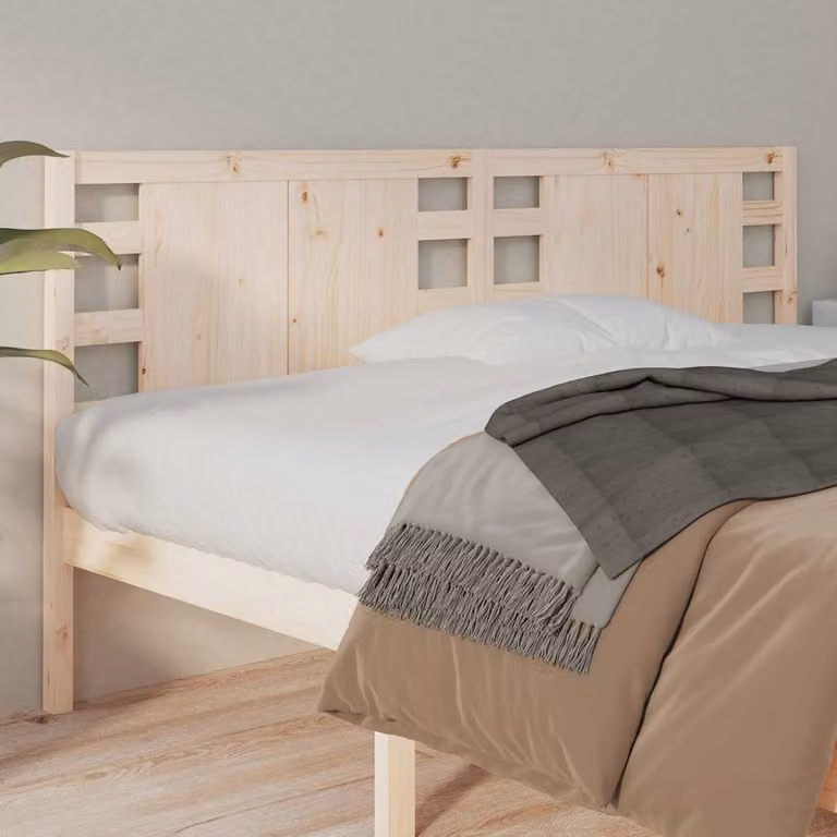 Testiera per letto vidaXL in legno massello di pino naturale stile rustico L: 141 cm, H: 100 cm, P: 4 cm