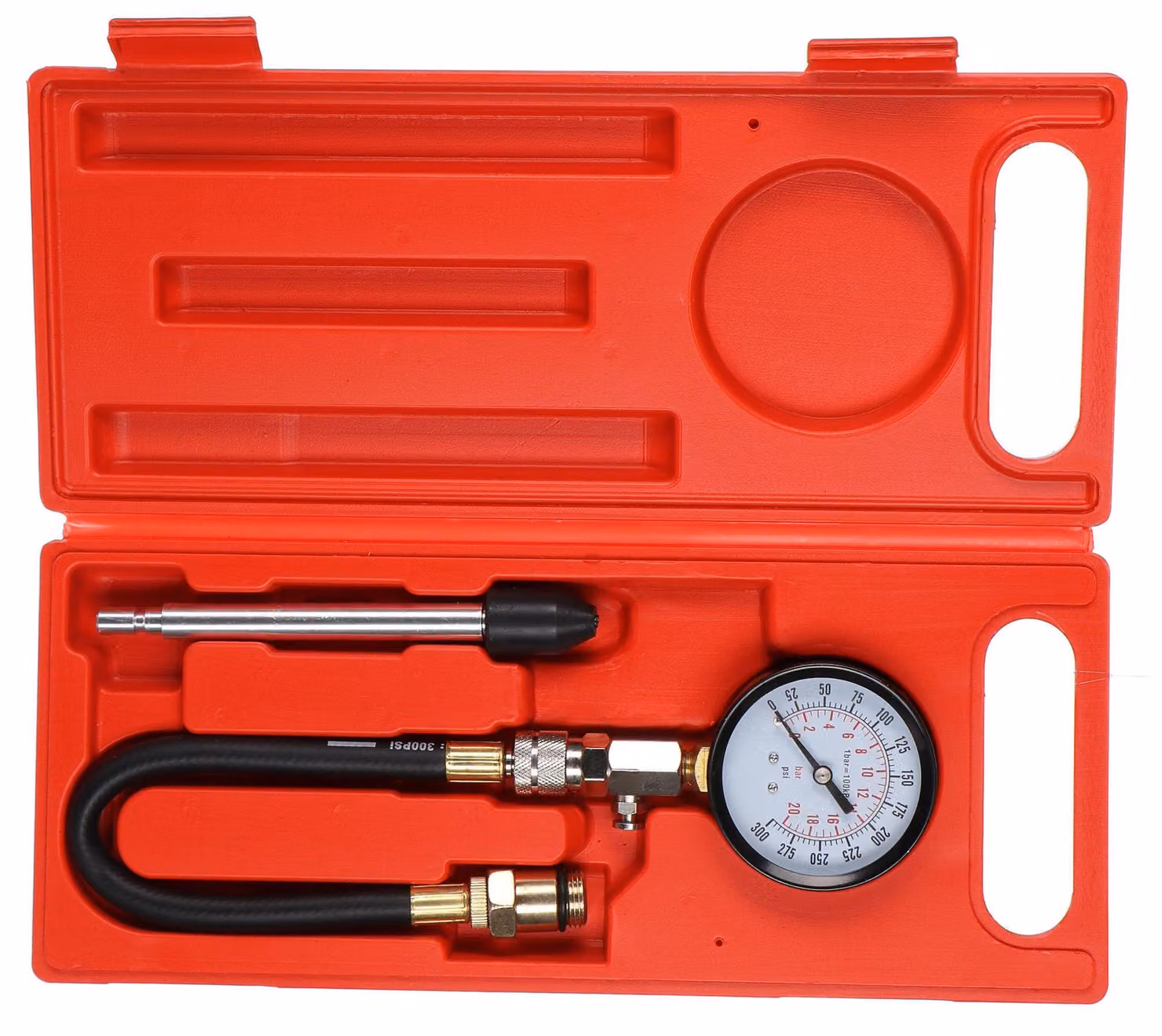 Kit per test di compressione per motori a benzina, 0-20 bar, composto da 3 pezzi | Manometro per test di compressione