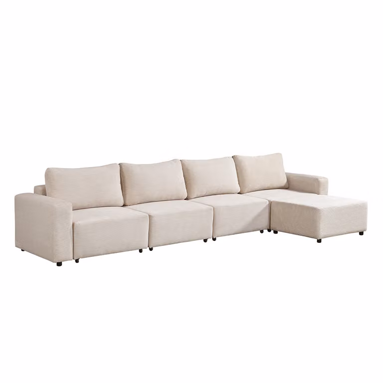Home Deluxe Divano letto componibile VINA XL, beige - incl. vano contenitore | divano in velluto a coste, divano con funzione letto, divano
