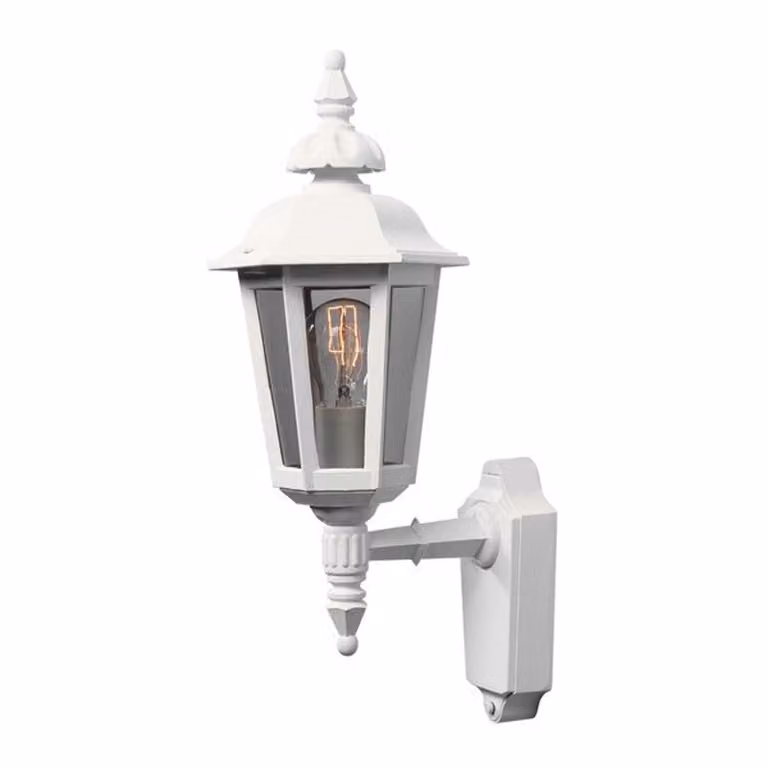 Applique Konstsmide Pallas in alluminio laccato bianco con vetro acrilico color fumo. Vetro acrilico