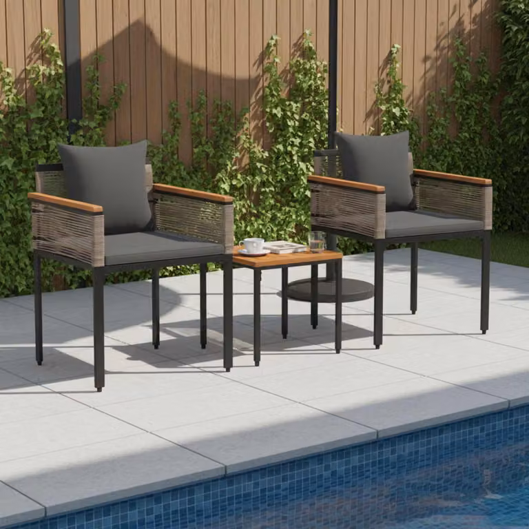 Maison Exclusive - Set di mobili da giardino con cuscini in polyrattan grigio e grigio scuro
