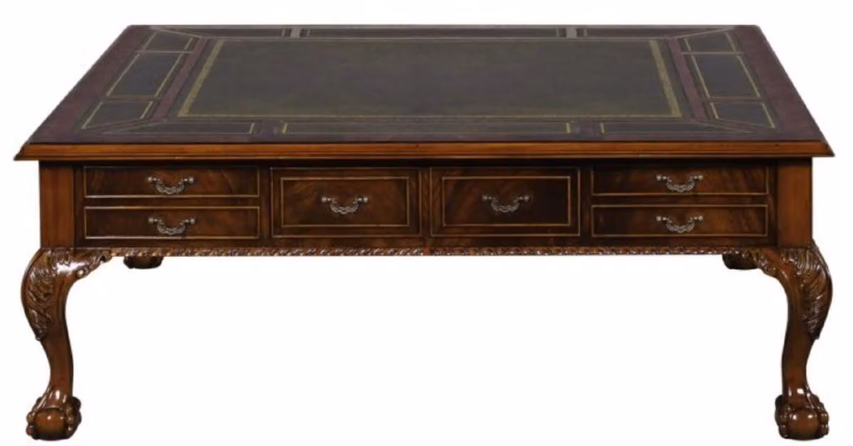 Casa Padrino tavolo da salotto barocco marrone scuro/verde 130 x 130 x h. 49 cm - tavolino con 24 cassetti