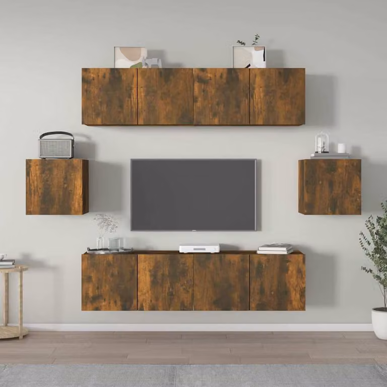 vidaXL Set di Mobili Porta TV 6 Pezzi in Legno Multistrato e MDF Colore Marrone Opaco
