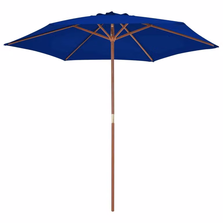 vidaXL Ombrellone con asta in legno blu 270 cm