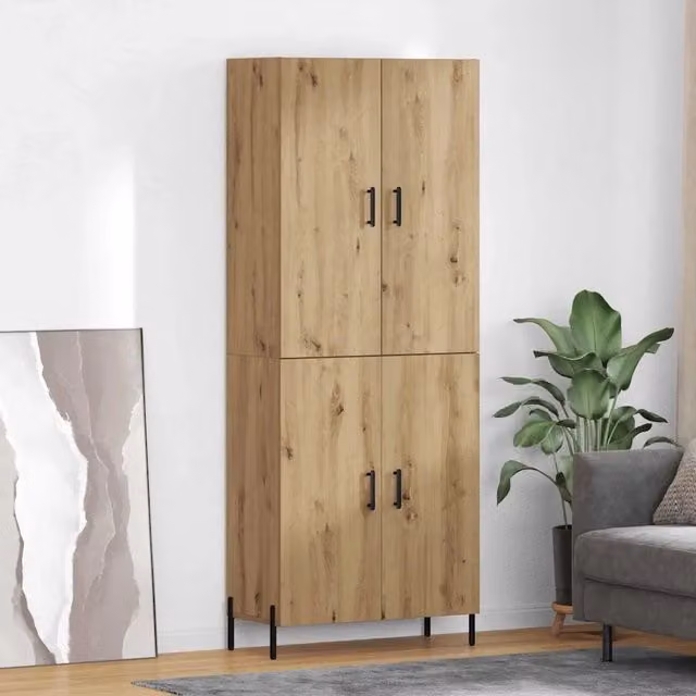 Credenza a parete vidaXL in legno rovere marrone con ante a battente stile minimalista L: 69,5 cm, P: 34 cm, H: 180 cm