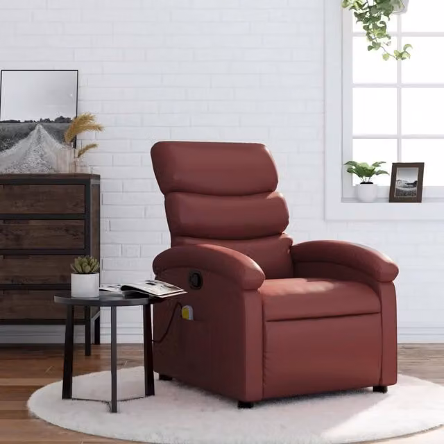 Poltrona Reclinabile Relax vidaXL in Similpelle Rossa con Braccioli