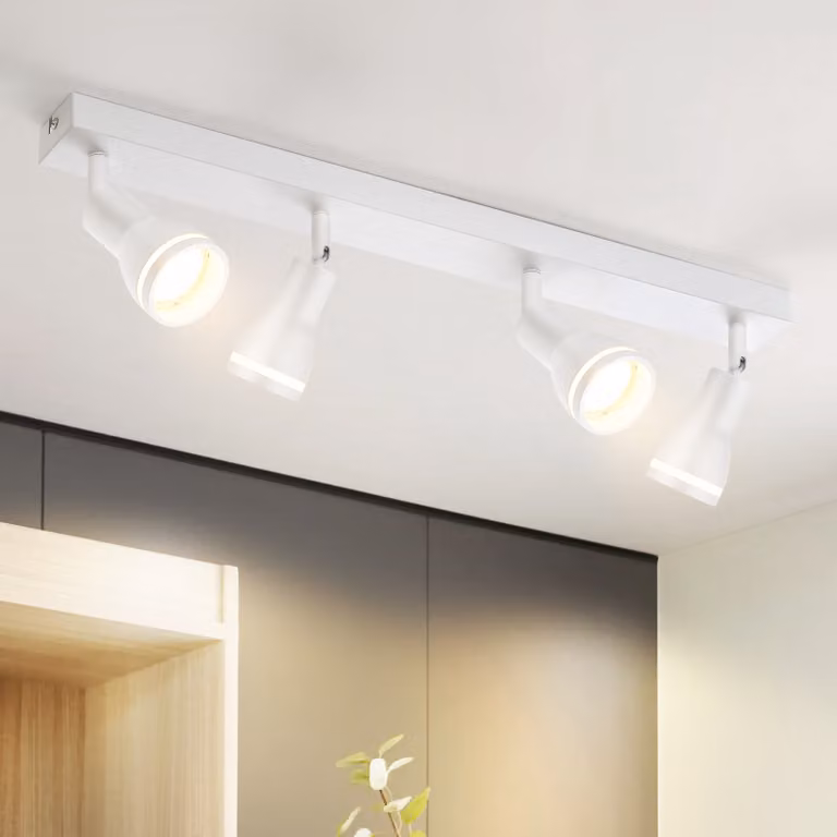 ZMH LED plafoniera 4 fiamme bianco vintage faretto GU10 orientabile in metallo per zona giorno industriale senza lampadine