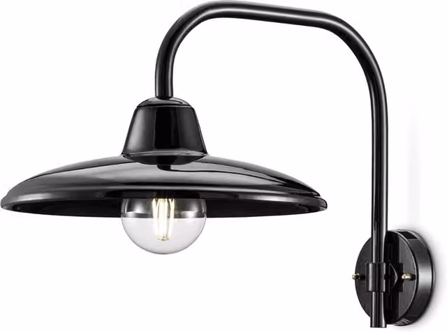 Applique Industrial Minimal Nordico B&W Metallo Smaltato Nero 1 Luce E27