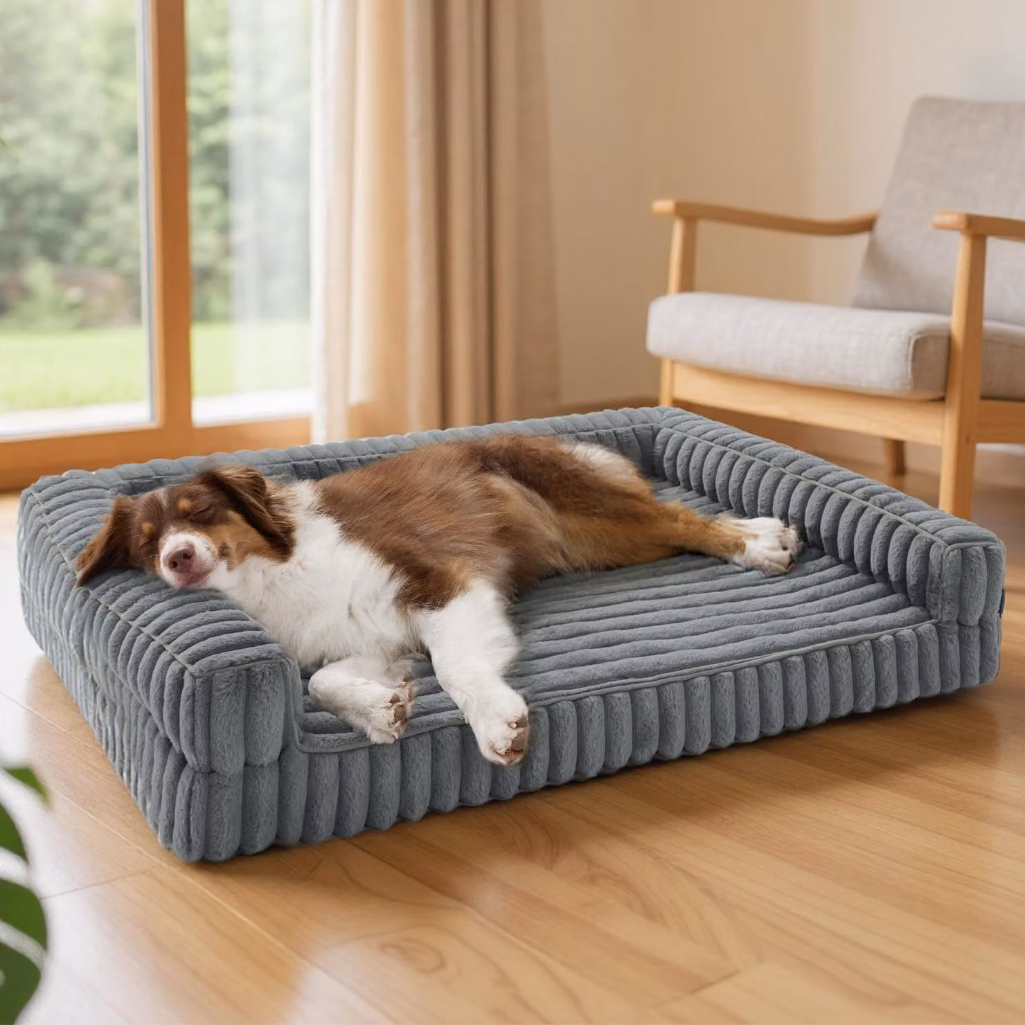 Cuccia ortopedica per cani - Letto per cani 89 x 64 x 18 cm - Grigio - Fodera lavabile impermeabile