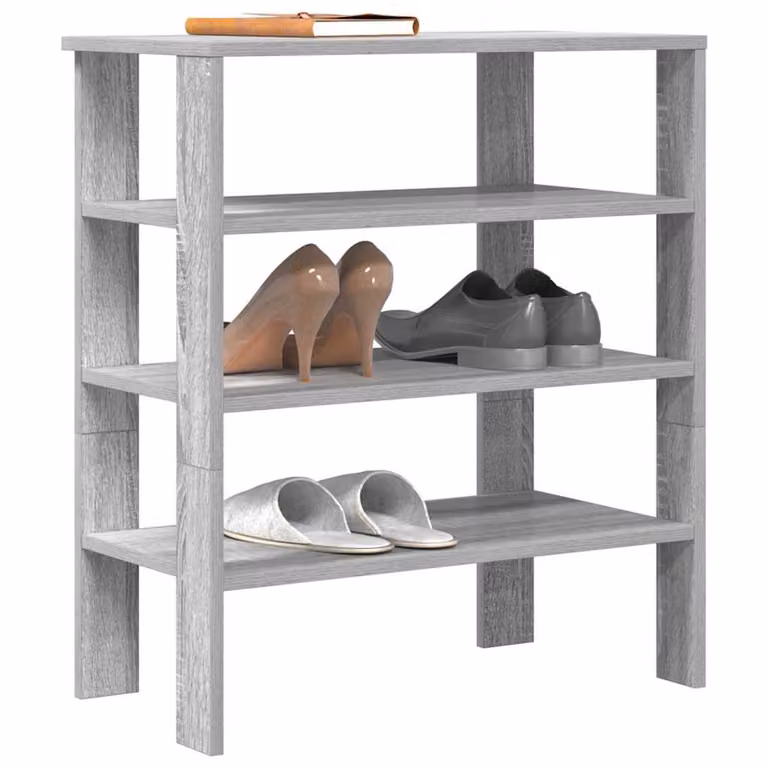 Scarpiera moderna vidaXL in legno e MDF grigio con ripiani interni, L 61 cm x P 32 cm x H 70 cm