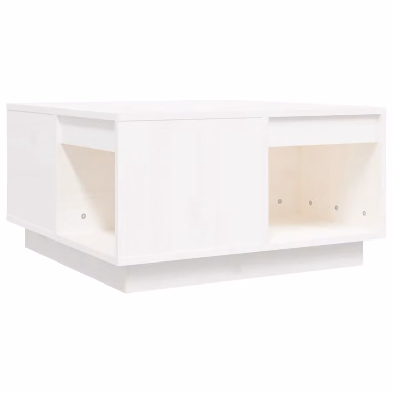 Tavolino da Salotto Bianco 60x61x32,5 cm Legno Massello di Pino