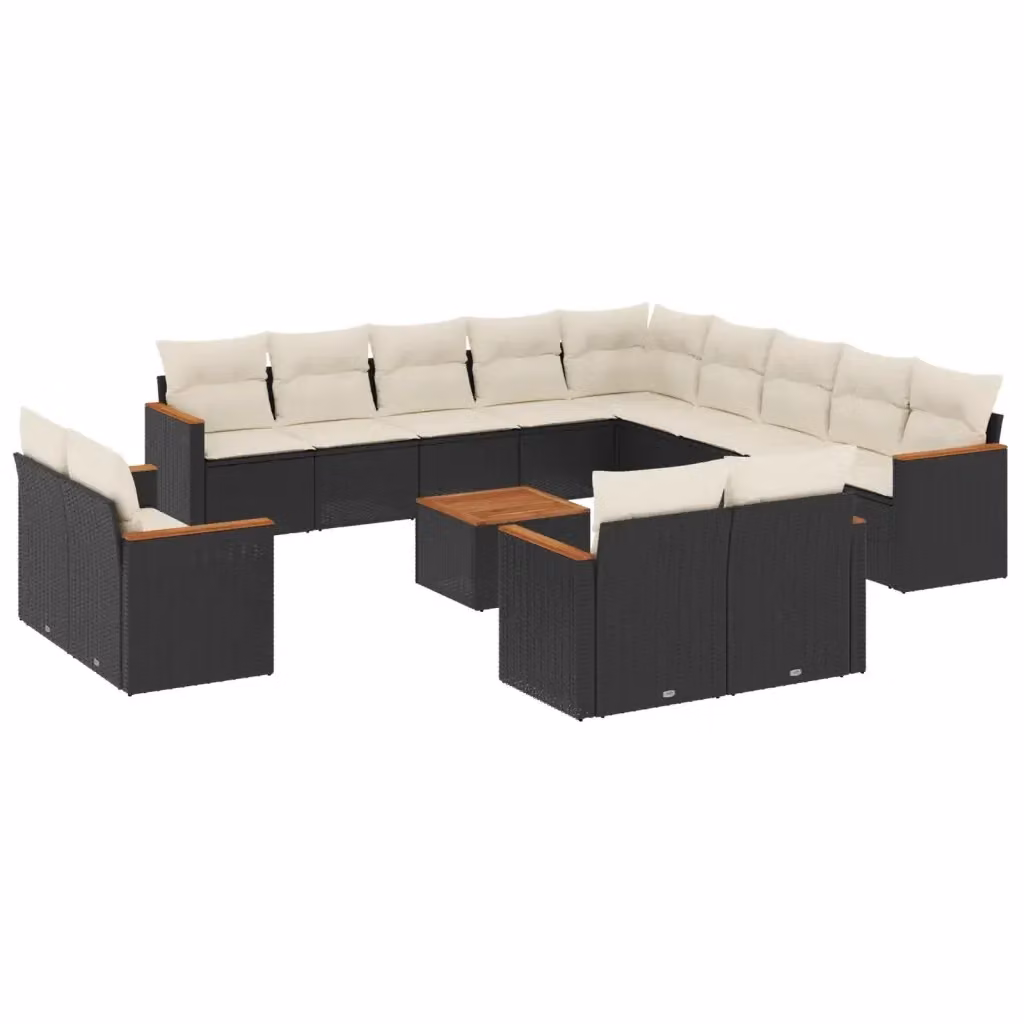 Set di Divani da Giardino a L vidaXL con Cuscini e Tavolino, Design Moderno in Polyrattan Nero e Acciaio, Ideale per Terrazza e Giardino – 2