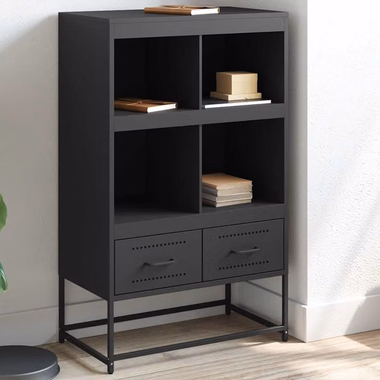Credenza moderna vidaXL in metallo nera, L 68 cm x P 39 cm x H 111,5 cm