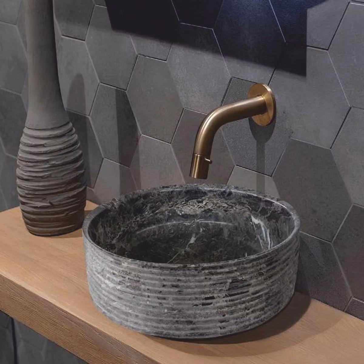 Casa Padrino Lavabo in marmo antracite Ø 42 cm - Accessori per il bagno