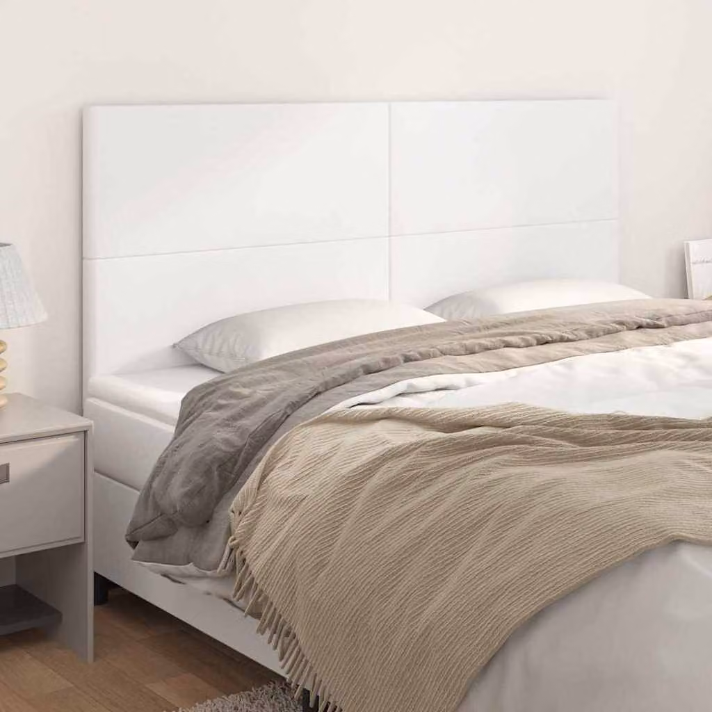 Testiera per letto imbottita vidaXL in similpelle bianca, L: 160 cm, P: 5 cm, H: 118-128 cm