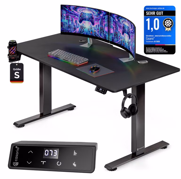 Scrivania regolabile elettricamente - 120x60 cm, colore carbonio - capacità di carico 80 kg