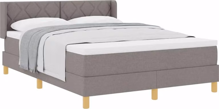 Letto a molle con materasso Taupe 140 x 200 cm in tessuto