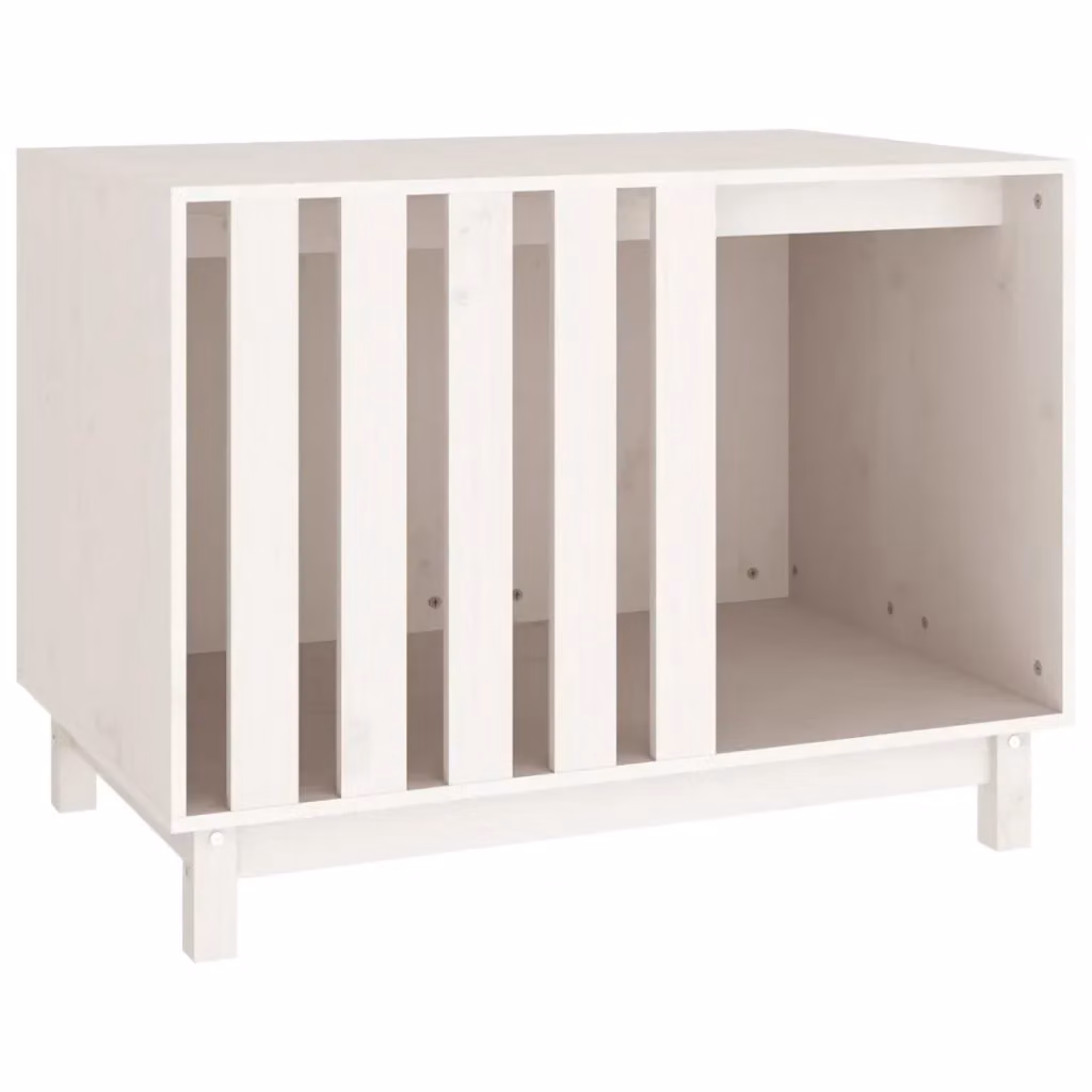 Casetta per cani bianca in legno di pino massello MERCATOXL L: 90 cm, P: 60 cm, H: 67 cm – 2