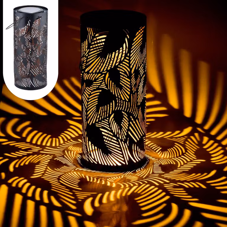 Lanterna solare moderna Lanterna solare Lampada a vento per esterni Hoja Nero