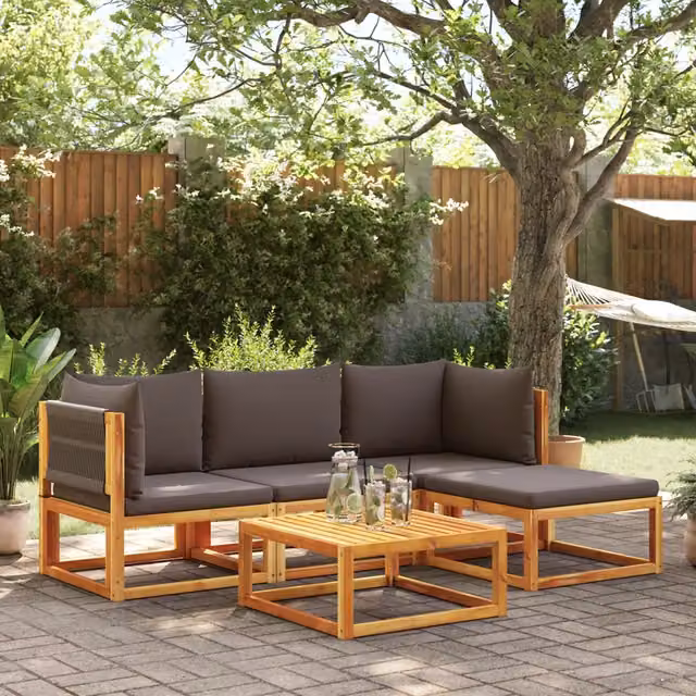 Set di divani da giardino 5 pz con cuscini in legno di acacia 3278826