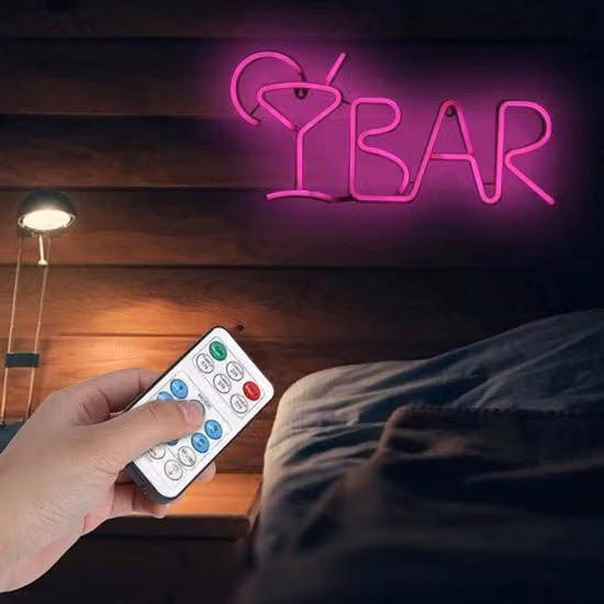 Lampada Decorativa a LED con Effetto Neon e Telecomando, Ideale per Bar e Sala da Pranzo, Colore Rosso