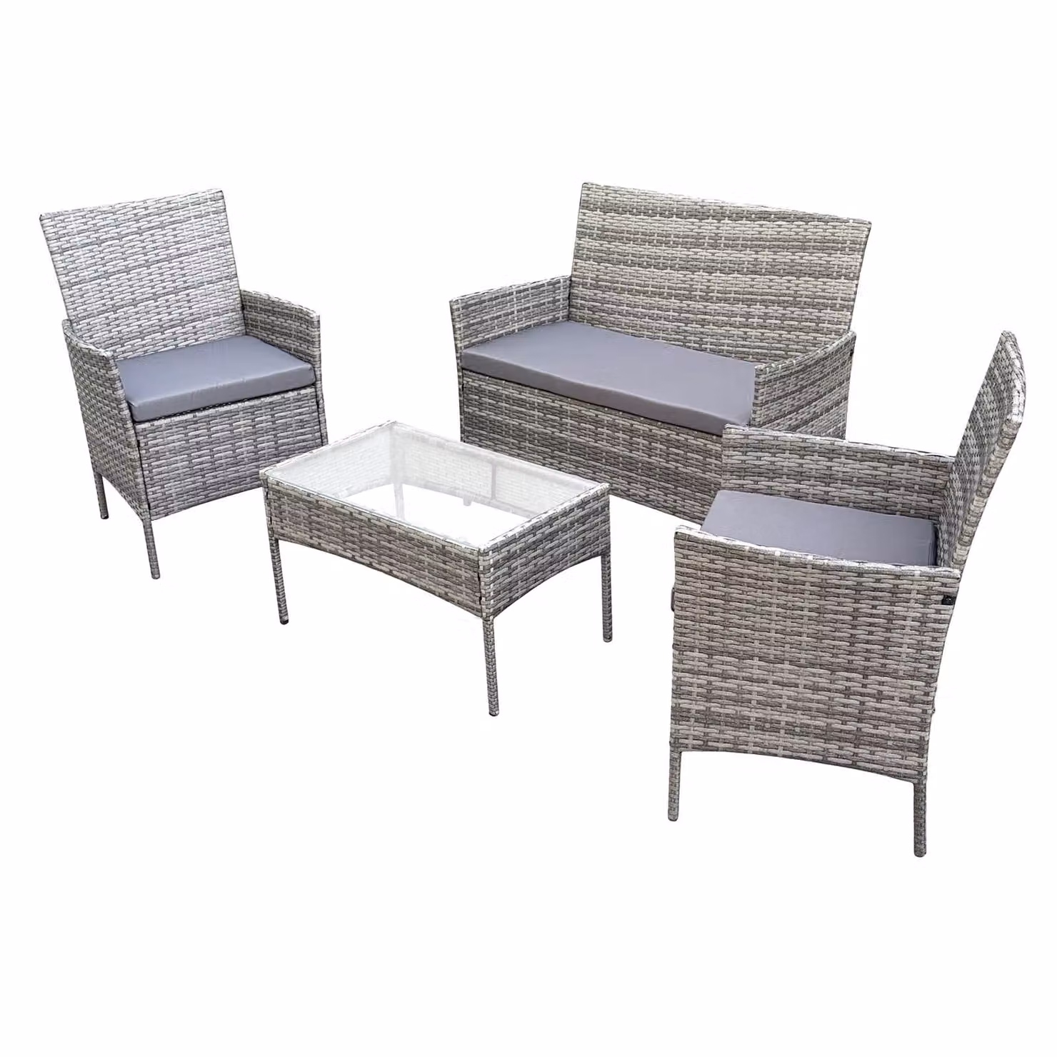 SVITA BROOKLYN, set da giardino da 4 pezzi, lounge per esterni, gruppo sedute in rattan sintetico, colore grigio
