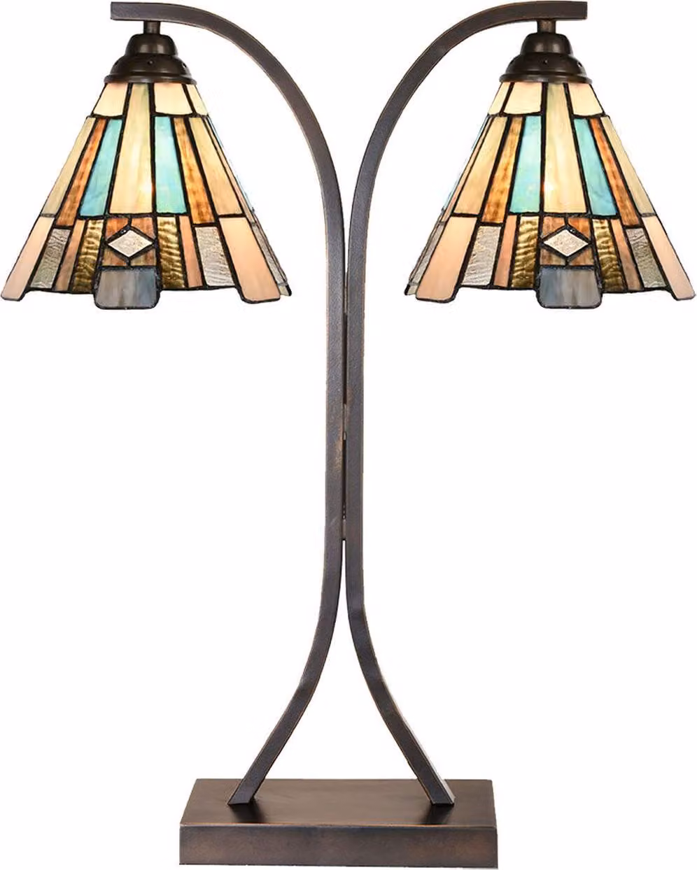 LumiLamp 5LL-6368 Lampada da tavolo Tiffany marrone blu 48x19x57cm E27 2x60W