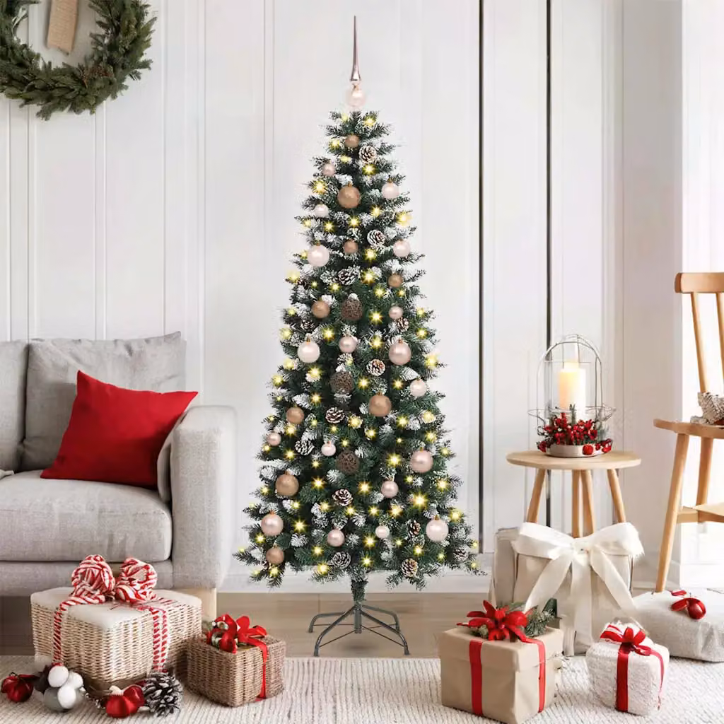 Albero di Natale artificiale verde vidaXL con luci LED bianco caldo, Altezza: 150 cm