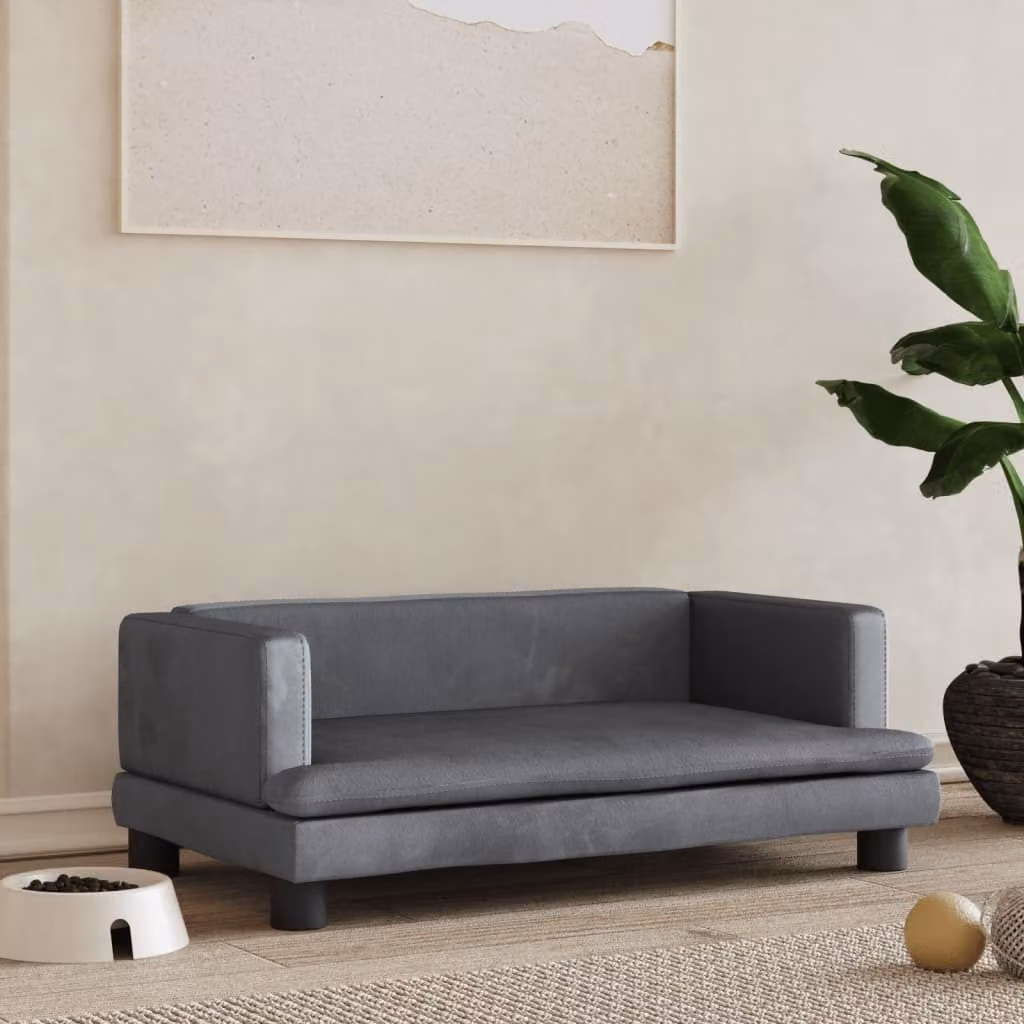 The Living Store Letto per cani grigio scuro 80x45x30 cm in velluto