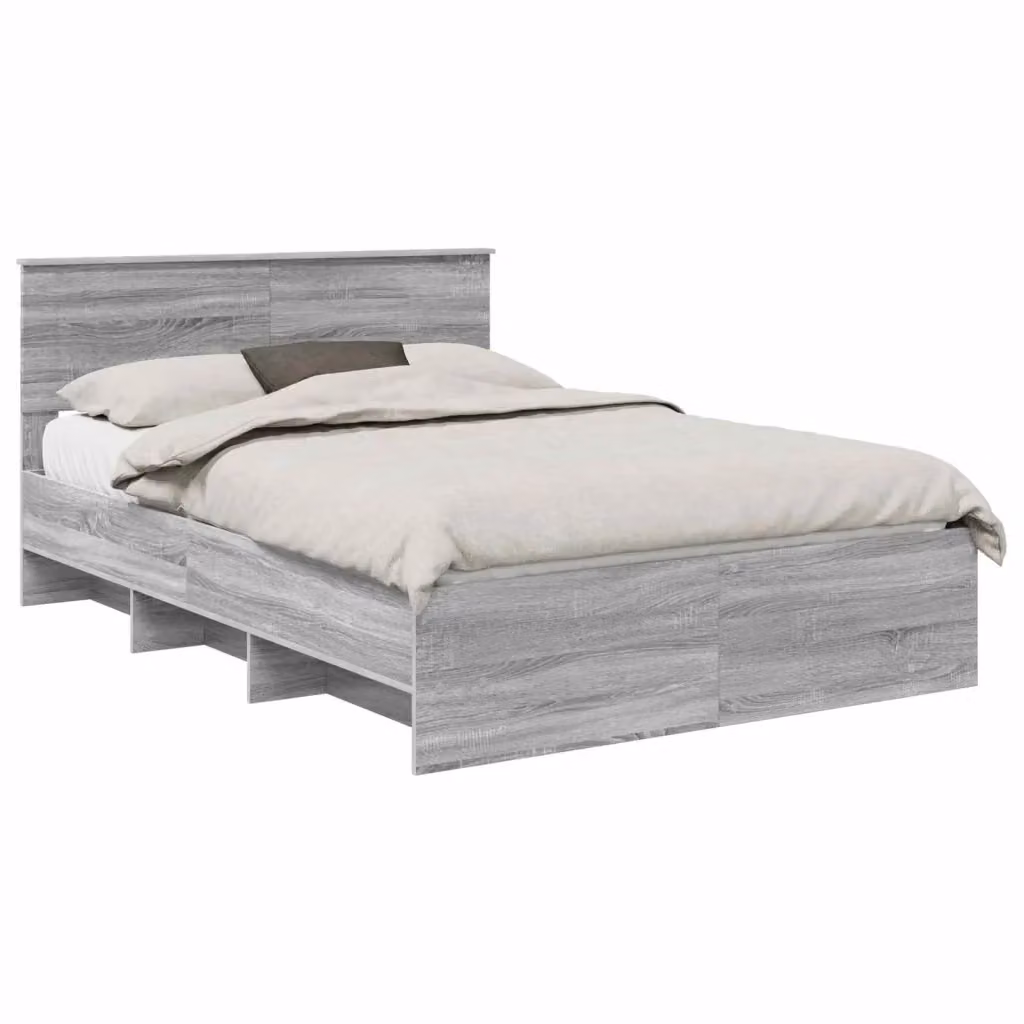 Struttura del letto con testiera vidaXL in legno ingegnerizzato Grigio, L/P/H: 160 x 200 x 163 cm – 2
