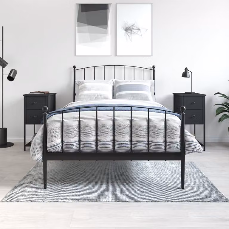 Set di 2 comodini moderni vidaXL neri in materiali misti L 32 cm, P 42 cm, H 70 cm