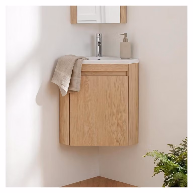 Mobile lavamani angolo con lavabo in resina e rubinetto cromo LISA