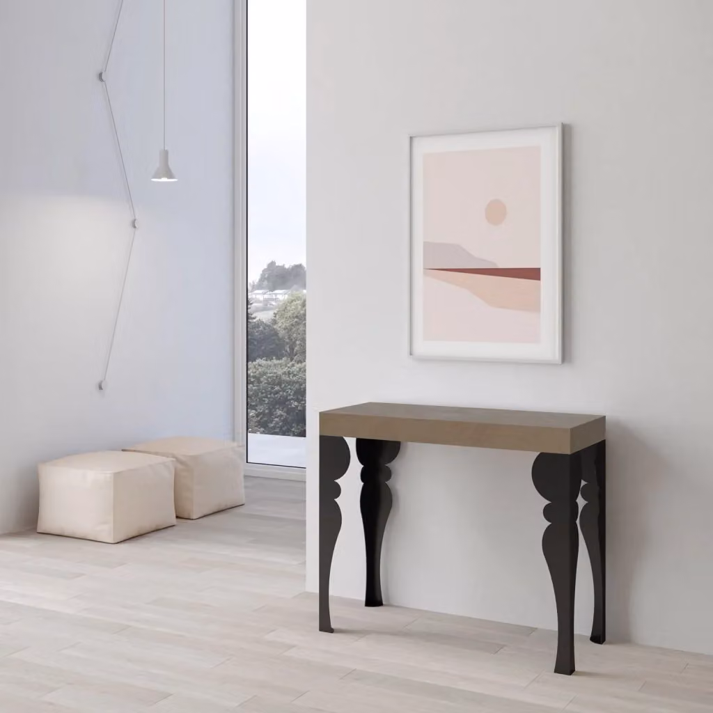 Consolle Allungabile Paxon Small Premium Tortora con Telaio Antracite L: 90-196 cm, P: 40 cm, H: 77 cm – 2