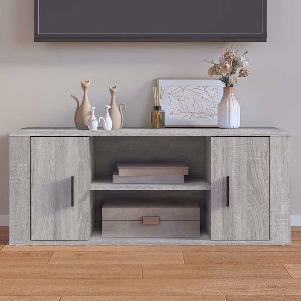 Mobile TV moderno vidaXL in legno grigio L: 100 cm, P: 35 cm, H: 40 cm