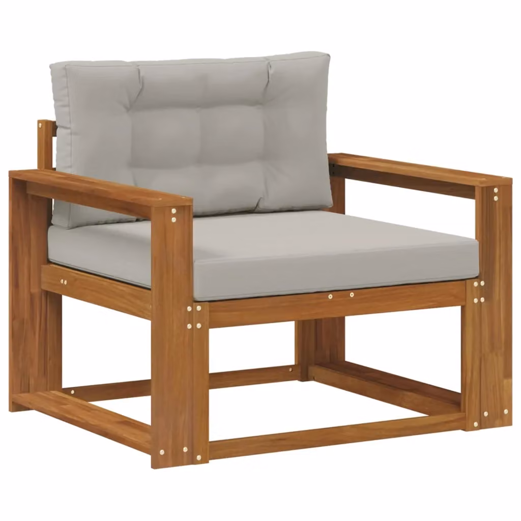 Divano centrale componibile per esterno Design In in legno di acacia con cuscini inclusi, colore marrone e grigio – 2