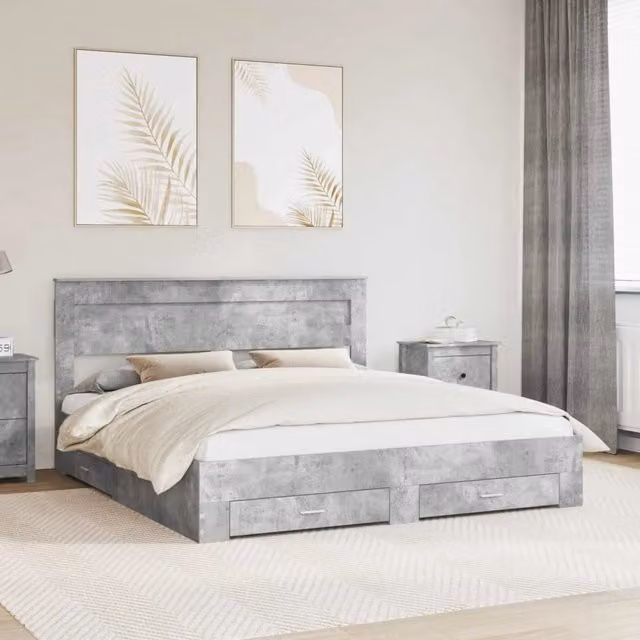 Struttura del letto con testiera-Giroletto con Testiera Grigio cemento 180 x 200 cm 935627