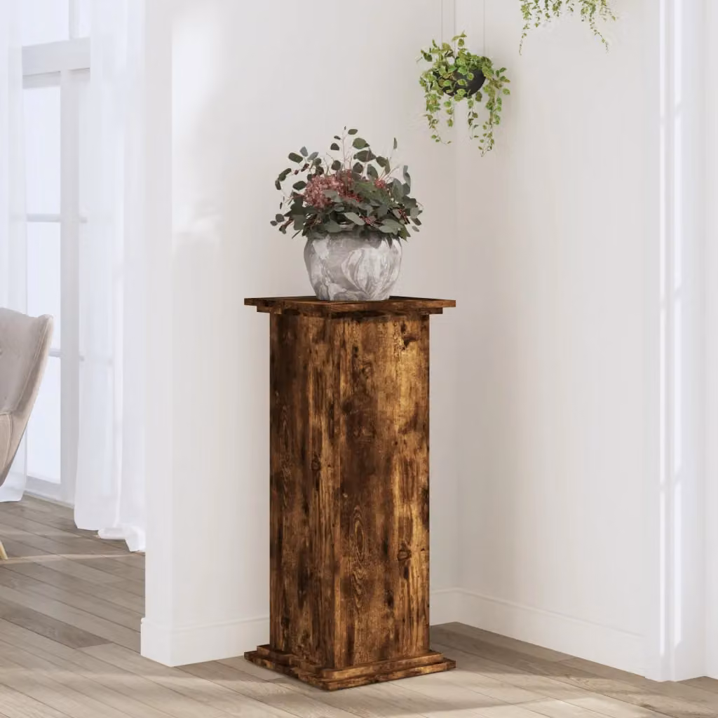 vidaXL Supporto per piante moderno in legno Rovere Fumo L/P/H: 33 x 33 x 80 cm