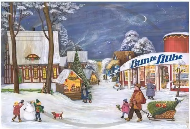 Mini calendario dell'Avvento di Gera – Biglietto pieghevole con motivo storico