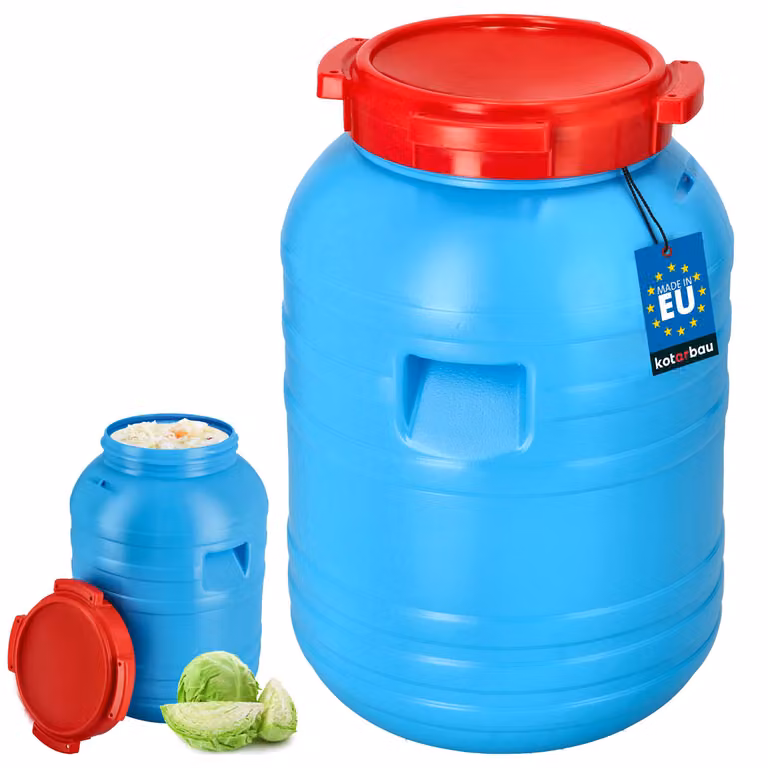 KOTARBAU® Barile per crauti in PVC Barile in plastica Barile per alimenti da 30 l in plastica HDPE Barile per la pioggia per il giardino Serbatoio per l'acqua piovana Barile per mangimi Barile con coperchio Barile universale con coperchio Barile per l'acq