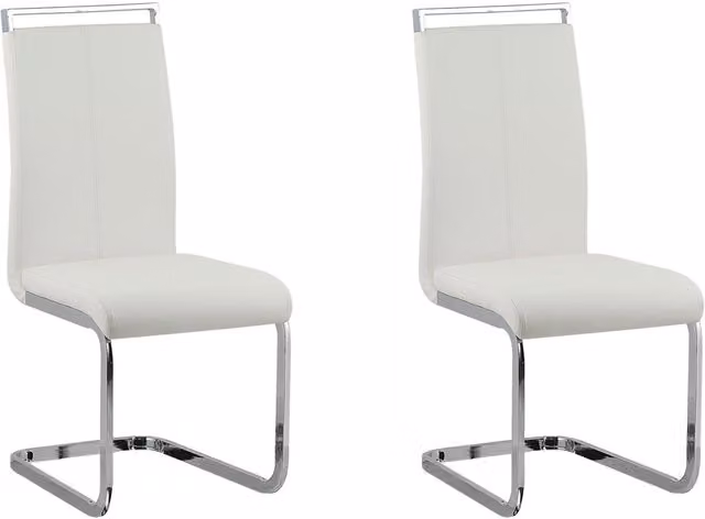 Set di 2 sedie da pranzo BELIANI bianche con sedile imbottito in ecopelle e base a sbalzo moderna