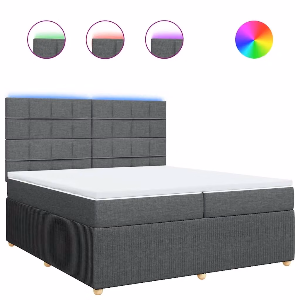 Letto Ibrido vidaXL con Materasso Grigio e Bianco, Struttura in Legno di Pino con Illuminazione Sotto il Letto e Porta USB, L/P: 200 x 200 cm – 2
